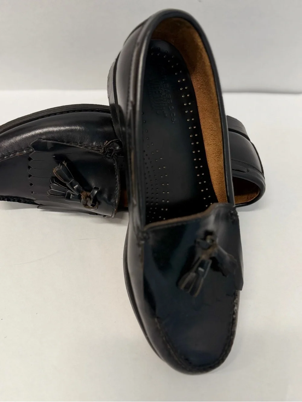 Vintage G.H. Bass Weejuns Logan Penny Loafers Made in USA 9.5 EEE Extra Wide Blk